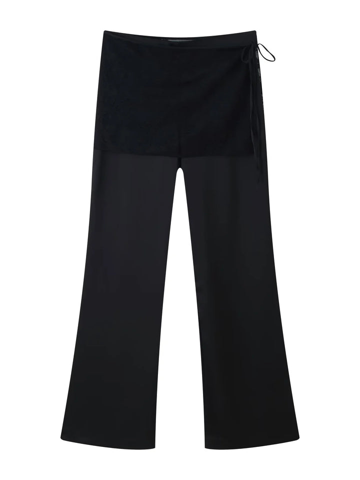 Damen Wickel-Palazzohose mit integriertem Rocklayer, hohem Bund und weitem Bein – Avélisse