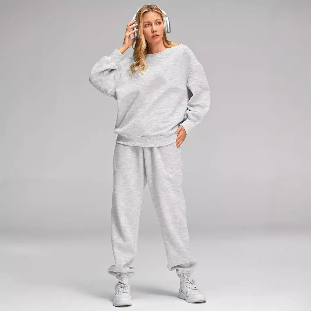 Damen Relaxed-Loungewear-Set mit Oversize Rundhals-Sweatshirt und taillierter High-Waist Jogginghose aus French Terry – Avérine