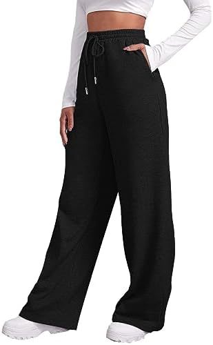 Damen weite High‑Waist Palazzo-Loungehose mit elastischem Komfortbund, Kordelzug und seitlichen Eingrifftaschen – Avélisse