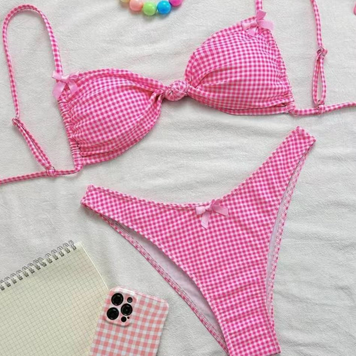 Damen Triangel-Bikini mit verspieltem Karomuster Echo Archiv