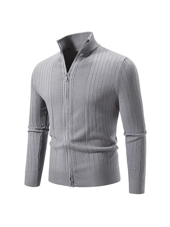 Herren Strickpullover mit hochschließendem Reißverschluss und feinem Rippdesign Echoarchiv