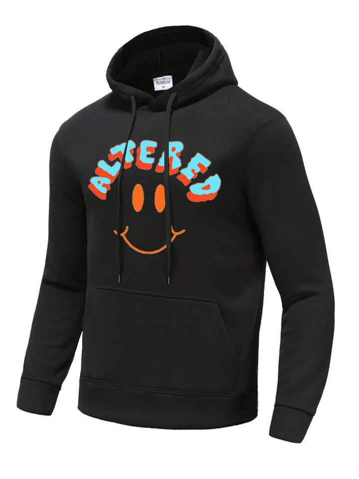 Herren Kapuzenpullover mit auffälligem Smiley-Print und bequemer Passform Echoarchiv