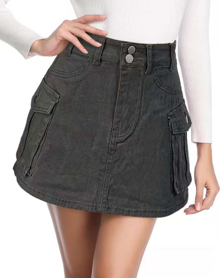Damen Denim-Minirock mit aufgesetzten Taschen und modernen Details Echo Archiv