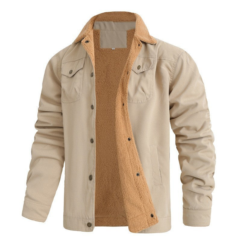 Herren nan gefütterte Canvasjacke mit Teddyfell-Innenfutter und Hemdkragen Echo Archiv