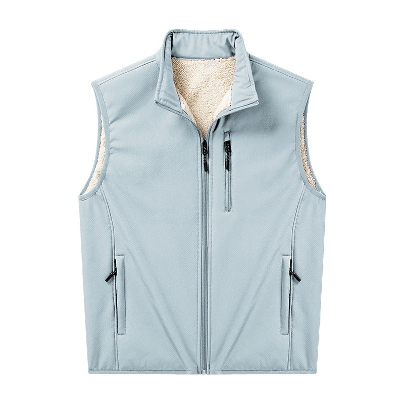 Herren Sherpa-gefütterte Softshell-Weste mit Stehkragen und Reißverschlusstaschen Echoarchiv