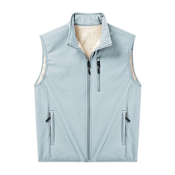 Herren Sherpa-gefütterte Softshell-Weste mit Stehkragen und Reißverschlusstaschen Echoarchiv