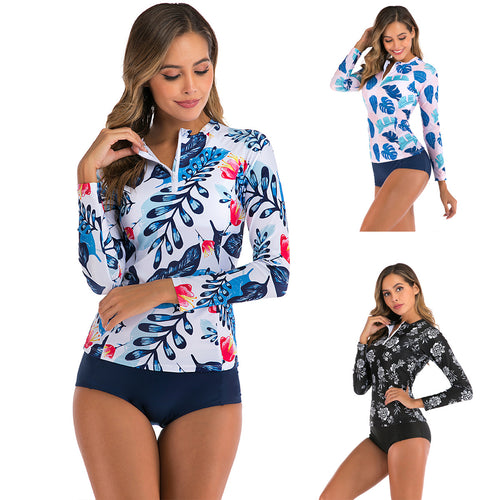Damen Langarm-Surfuanzug mit floralem Motiv Echo Archiv
