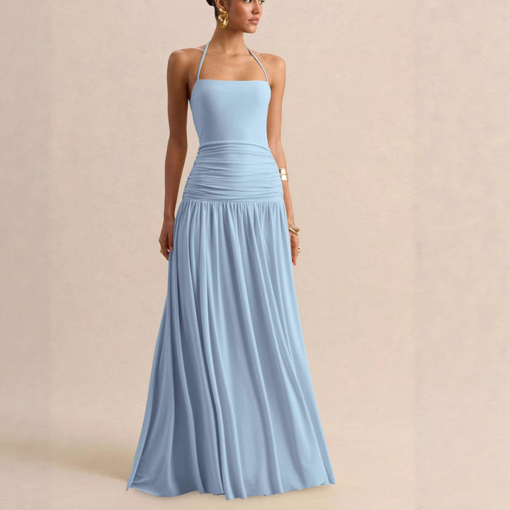 Damen Elegantes Maxikleid mit rüschiertem Oberteil und zarter Silhouette Echo Archiv