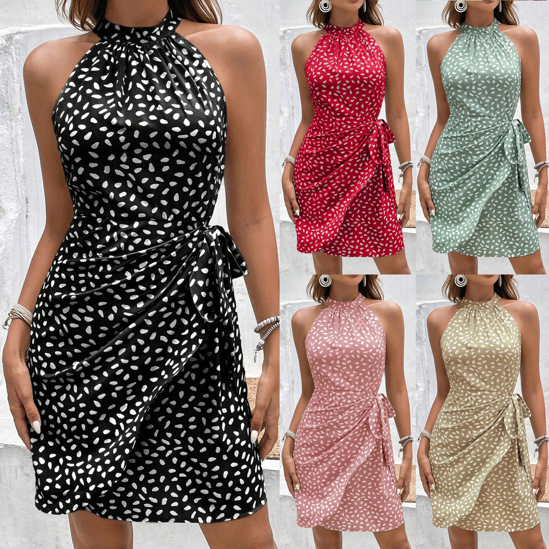 Damen Neckholder-Wickelkleid aus leichtem Satin mit Bindegürtel Echo Archiv