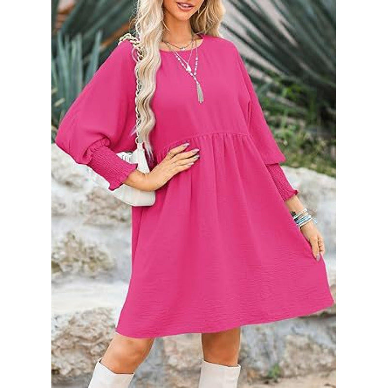 Damen Lockeres Babydoll-Kleid mit Ballonärmeln und geraffter Taille Echo Archiv