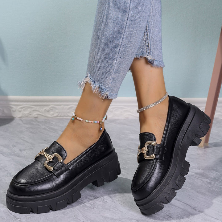Damen nan Chunky Loafer mit profilierter Plateau‑Laufsohle und goldfarbener Zierspange Echo Archiv