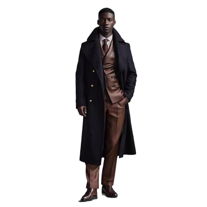 Herren eleganter Langmantel mit doppelter Knopfreihe und breitem Revers Echoarchiv
