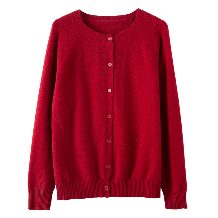 Damen Kurzgeschnittener Feinstrick-Cardigan mit Rundhalsausschnitt und kastiger Passform Echoarchiv