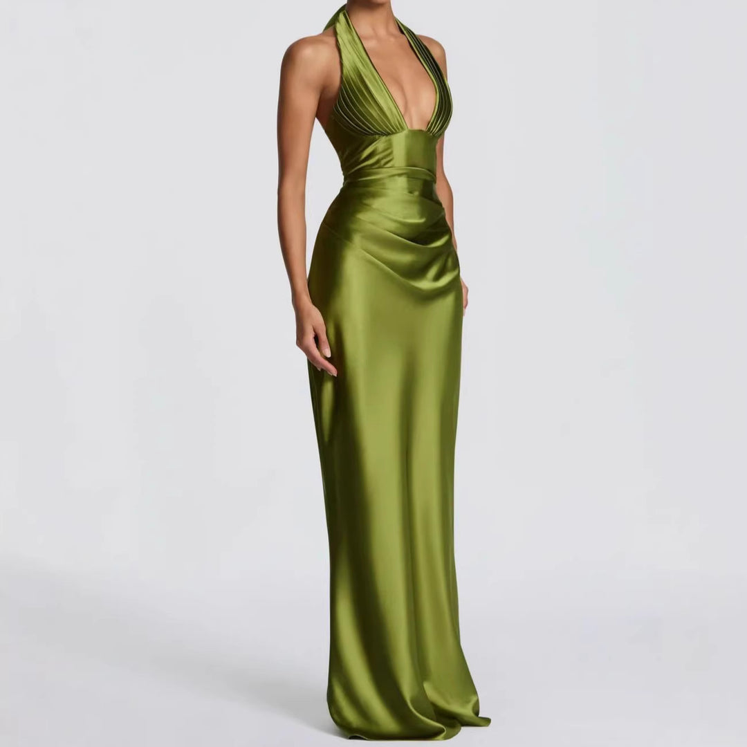 Damen Elegantes langes Abendkleid mit tiefem V-Ausschnitt Echo Archiv