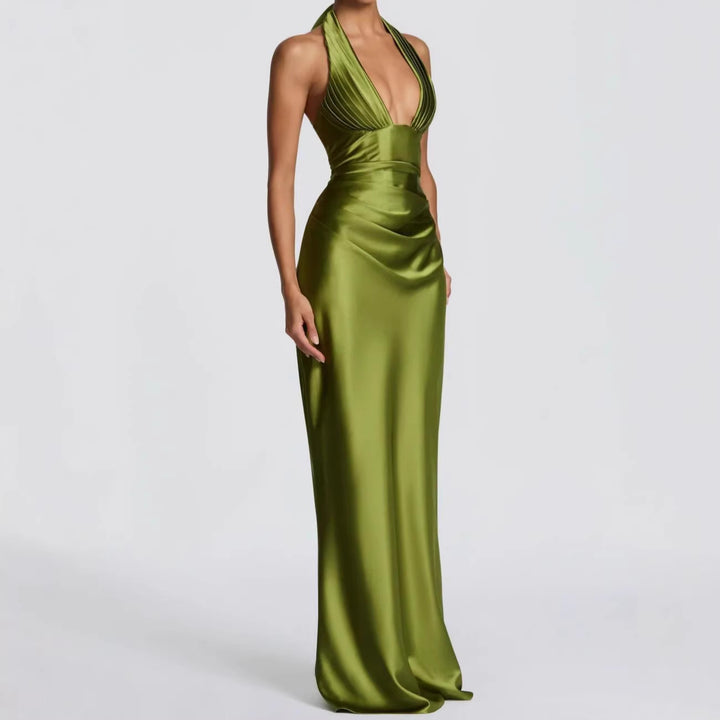 Damen Elegantes langes Abendkleid mit tiefem V-Ausschnitt Echo Archiv