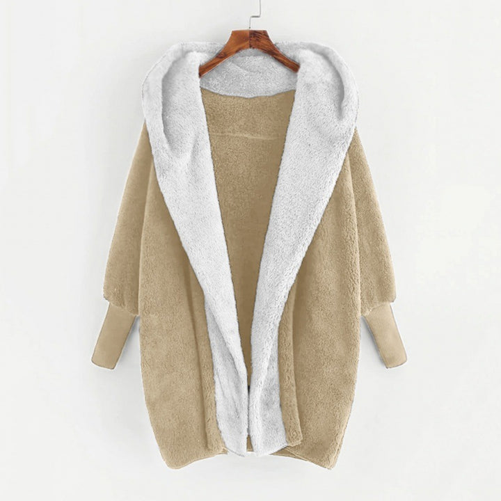 Damen Oversized Kunstfell-Kapuzenmantel mit kontrastierender Teddy-Innenseite und Rippbündchen Echo Archiv