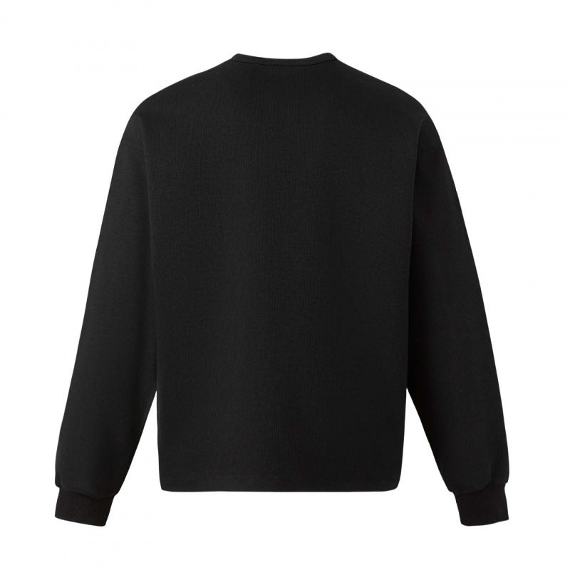 Unisex Oversize-Sweatshirt mit Henley-Ausschnitt und verschwommenem Schmetterlings-Print Echo Archiv