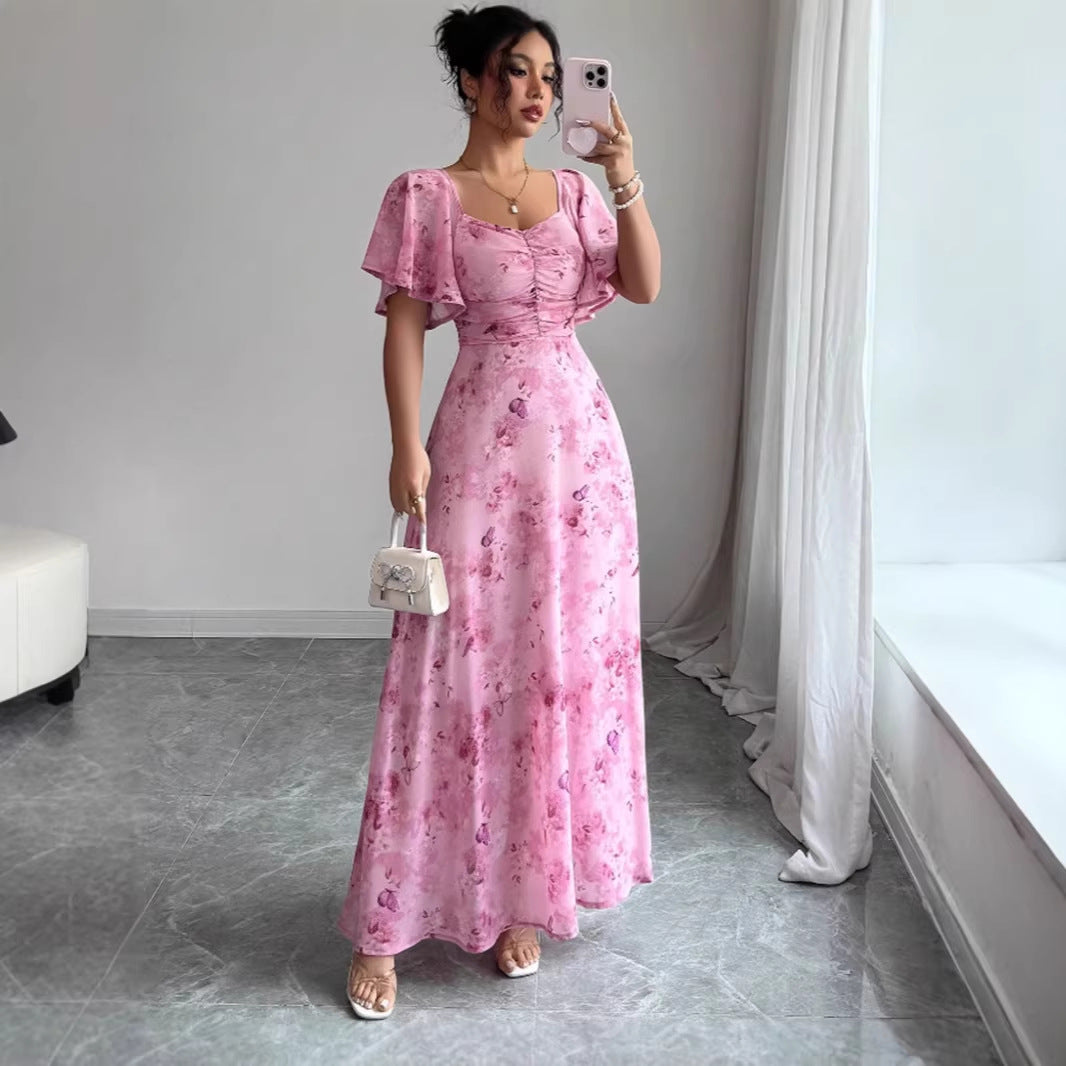 Damen Maxikleid mit fließendem Schnitt und romantischem Blumenmuster Echo Archiv