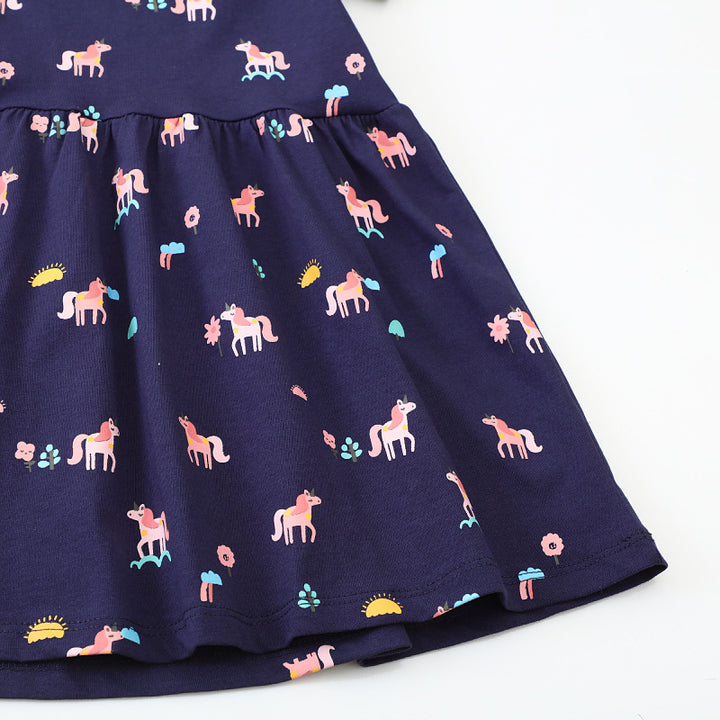 Mädchen Kurzarm Kleid mit verspieltem Einhorn-Motiv Echo Archiv