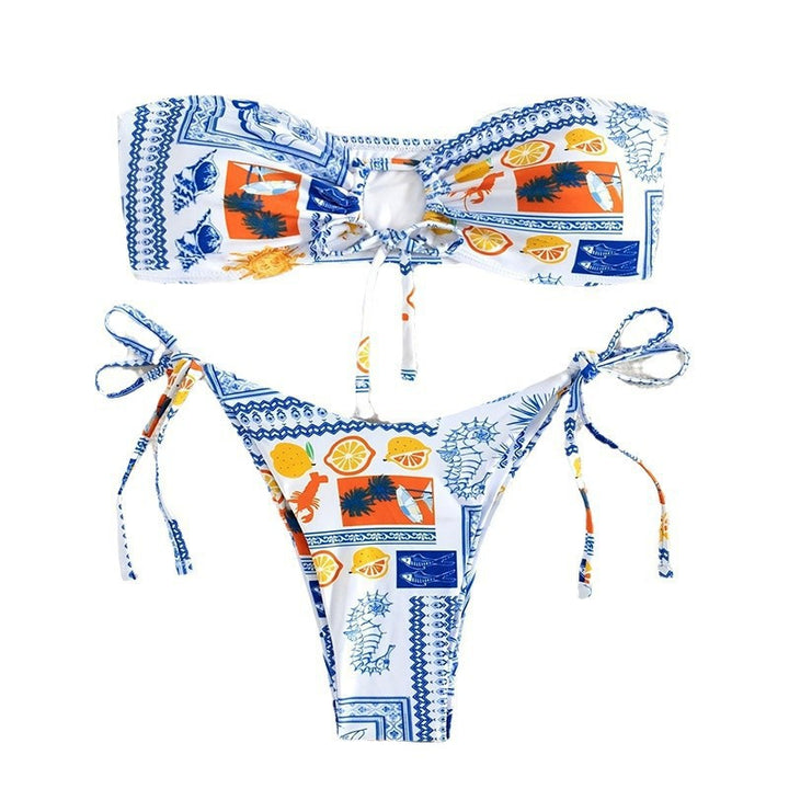 Damen Bandeau-Bikini mit verspieltem Muster und anpassbarem Bindesystem Echo Archiv