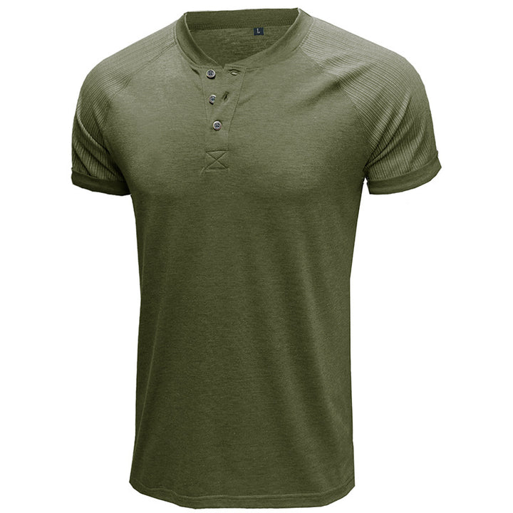 Herren Kurzarmshirt mit stilvollen Rippendetails und Knopfverschluss Echoarchiv