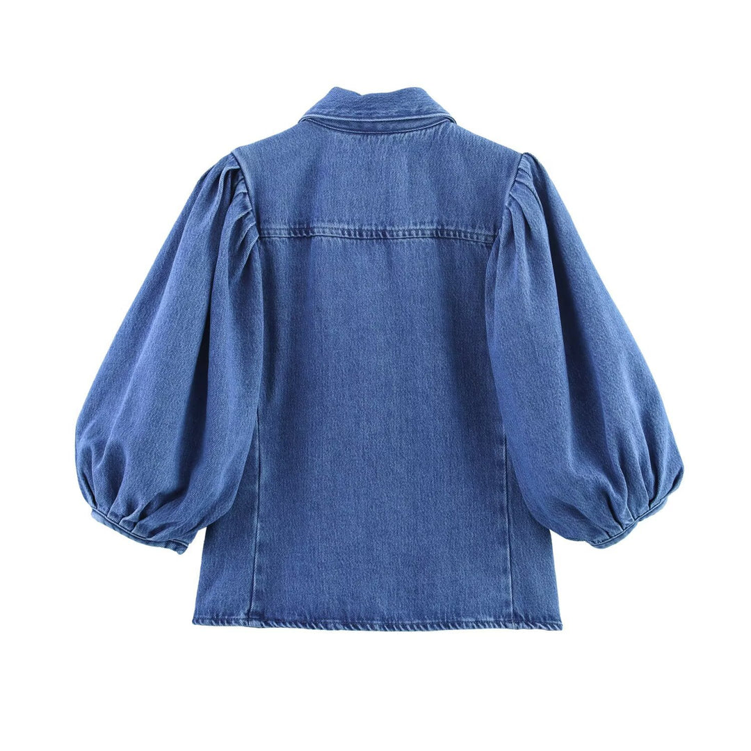Damen 100+ hochtaillierte weite Denim‑Palazzohose mit Five‑Pocket und geradem Saum Echo Archiv