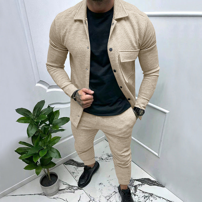 Herren modisches Freizeit-Jogginganzug-Set mit elastischem Bund und strukturiertem Design Echoarchiv
