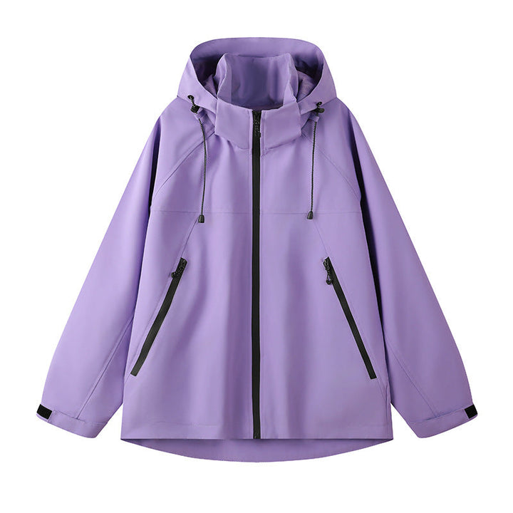Damen technische Outdoor-Jacke mit verstellbarer Kapuze und funktionalen Reißverschlusstaschen Echoarchiv
