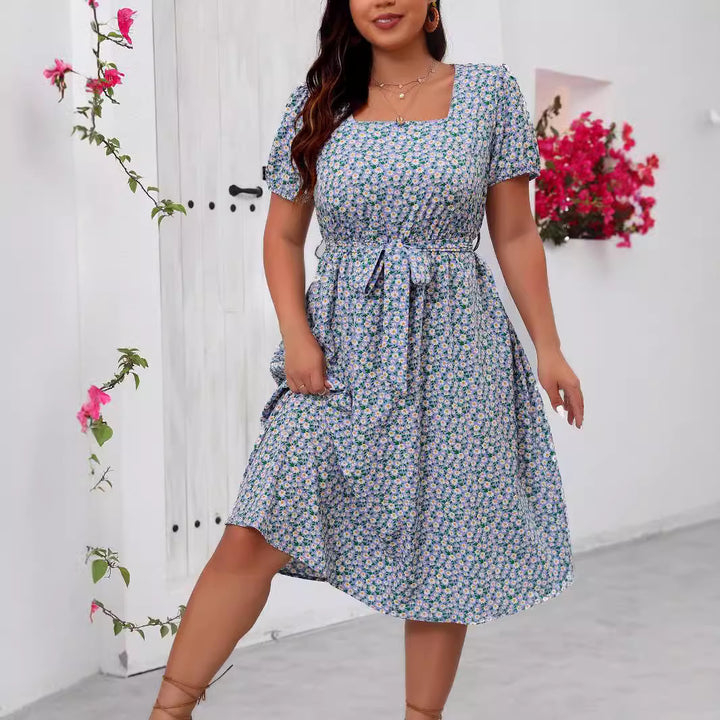 Damen Midi Kleid mit floralem Allover-Print und Puffärmeln Echo Archiv