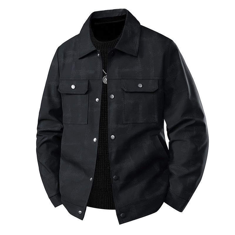 Herren Leichte Overshirt-Jacke mit dezenter Reptilprägung und Druckknopfverschluss Echo Archiv
