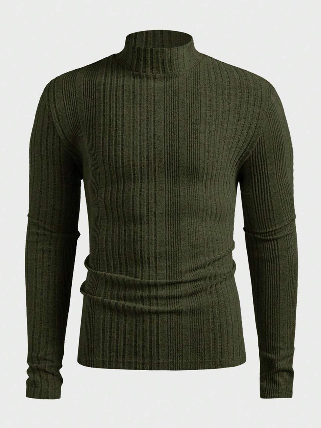 Herren Strickpullover mit hohem Kragen und Rippstruktur Echoarchiv