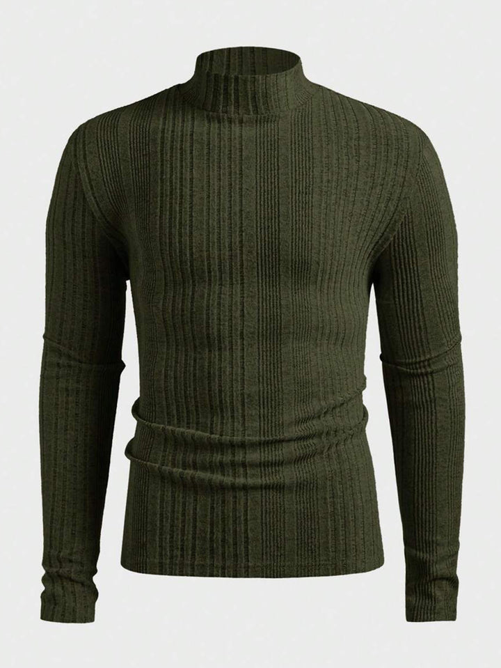 Herren Strickpullover mit hohem Kragen und Rippstruktur Echoarchiv