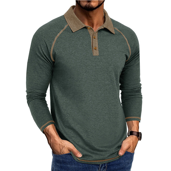 Herren sportliches Langarm-Polo-Shirt mit innovativem Kragen Echoarchiv