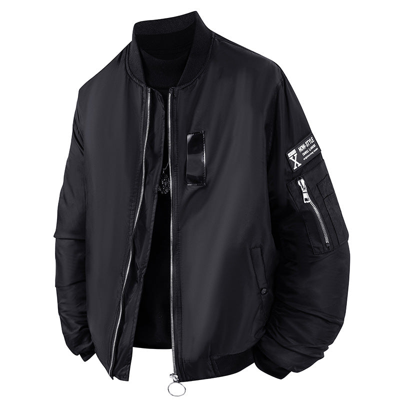 Men's modern aviator-style bomber jacket with insulated lining zip sleeve utility pocket and O-ring zip – Brevano