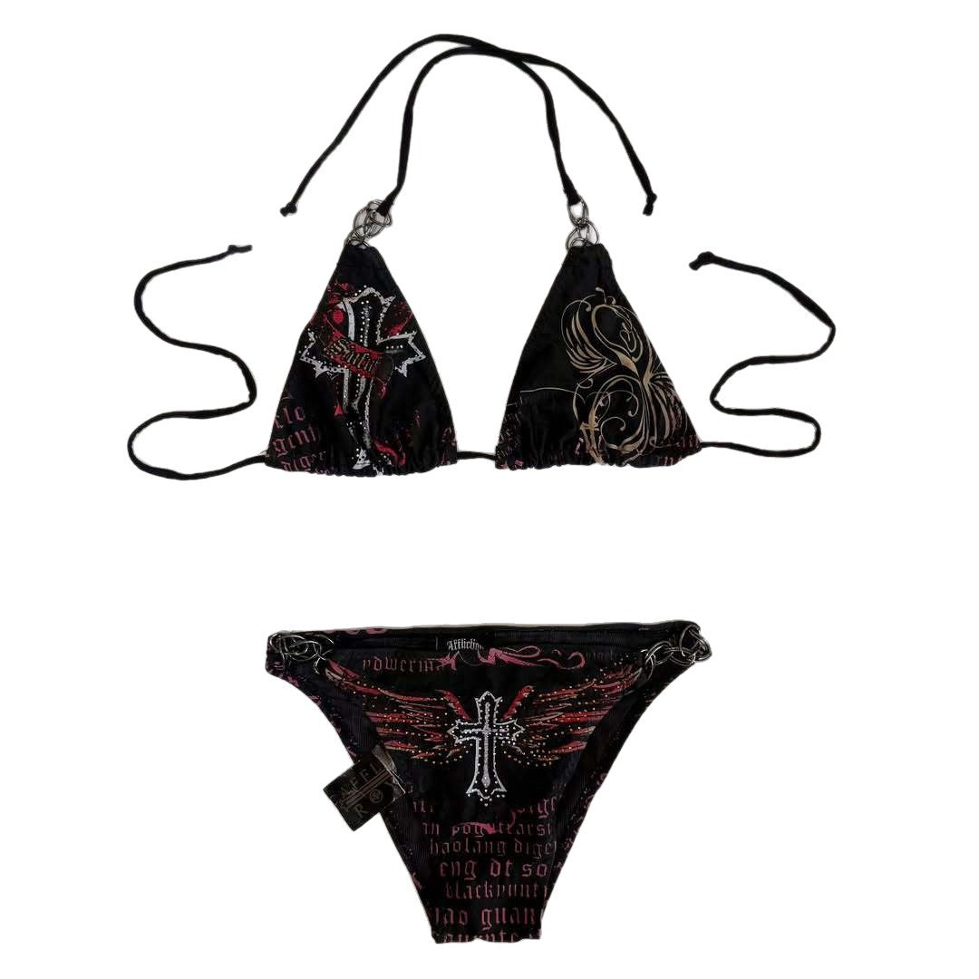 Damen Bikini-Set mit einzigartigem Druck und schimmernden Applikationen Echo Archiv