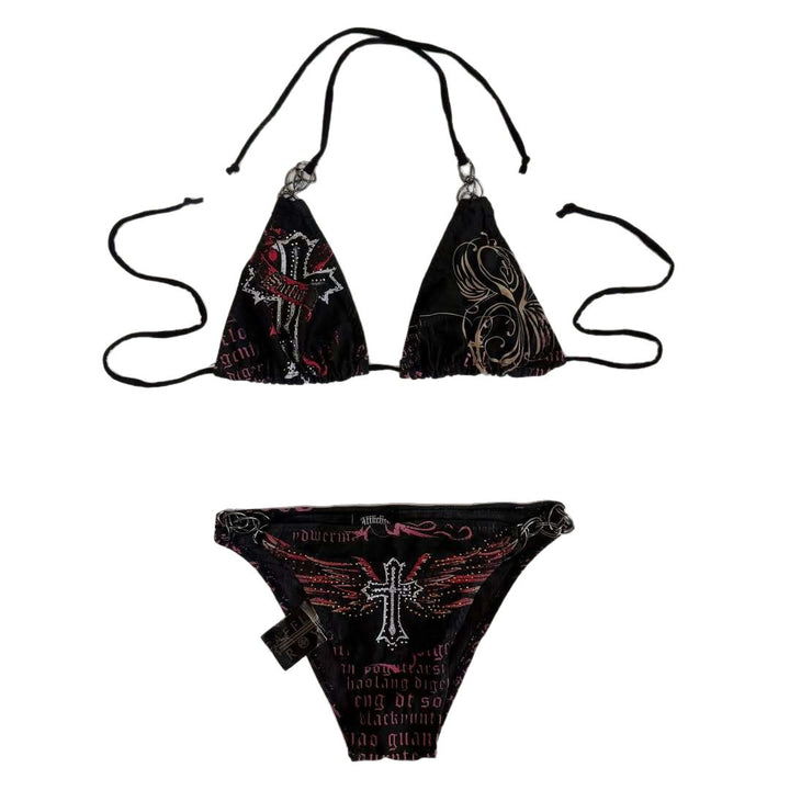 Damen Bikini-Set mit einzigartigem Druck und schimmernden Applikationen Echo Archiv
