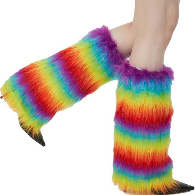 Damen lange Kunstfell‑Beinwärmer mit Shaggy‑Optik und elastischem Bund Echo Archiv