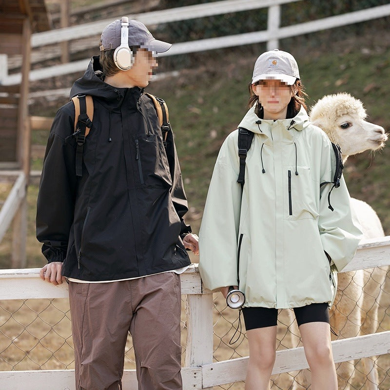 Damen technische Oversize-Outdoorjacke mit Kapuze, wasserabweisender Hülle & Kordelzug Echoarchiv