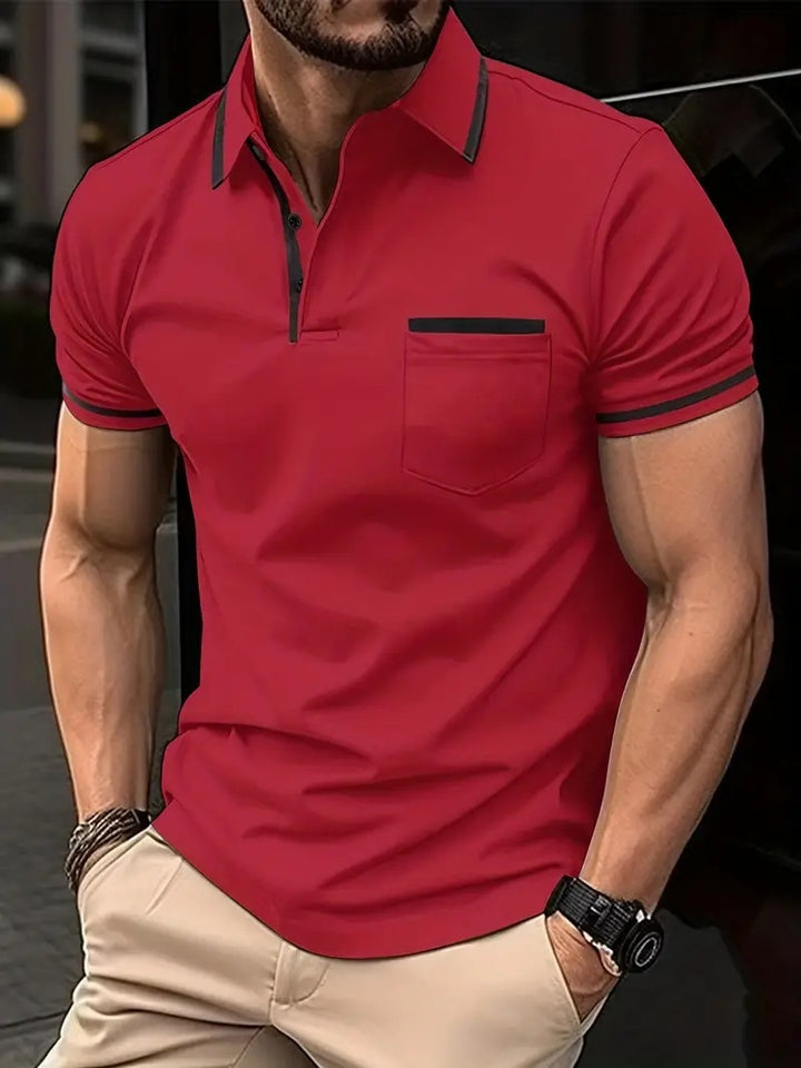 Herren modisches Kurzarm-Polohemd mit kontrastierenden Details Echoarchiv