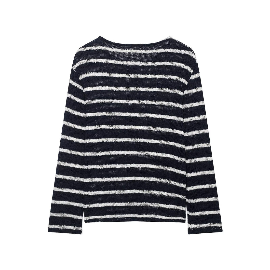 Damen Gestreifter Strick-Henleypullover mit Knopfleiste und Leichtstruktur Echo Archiv