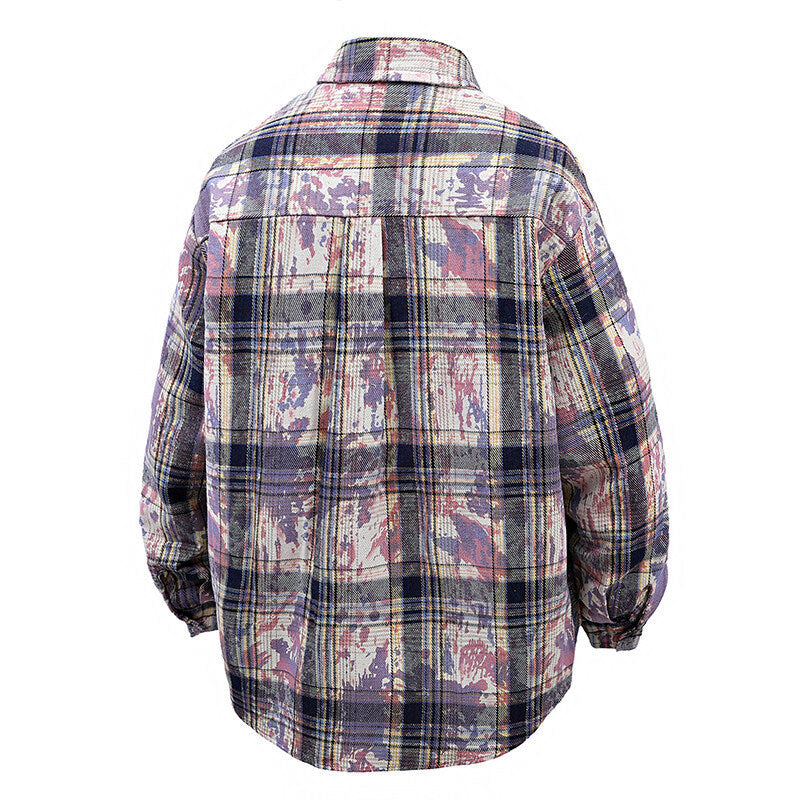Herren oversized Karobluse mit kreativen Farbakzenten und praktischen Brusttaschen Echoarchiv