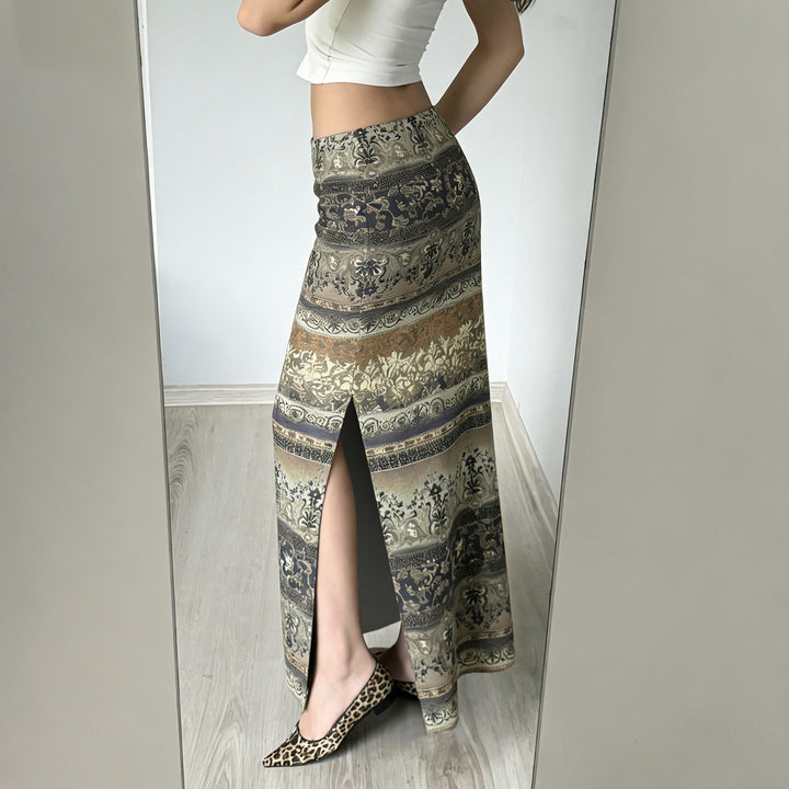 Damen Maxi-Rock mit floralen Mustern und eleganter Spitzenbordüre Echo Archiv