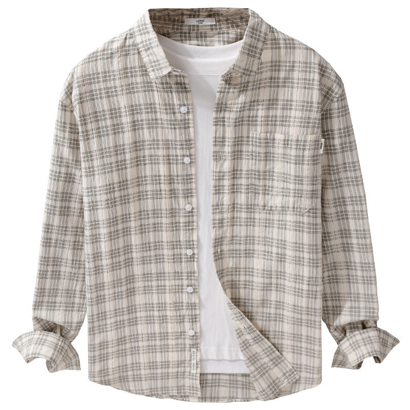 Herren Karierter Baumwoll-Overshirt im Relaxed-Fit mit Brusttasche und Soft‑Touch Echoarchiv