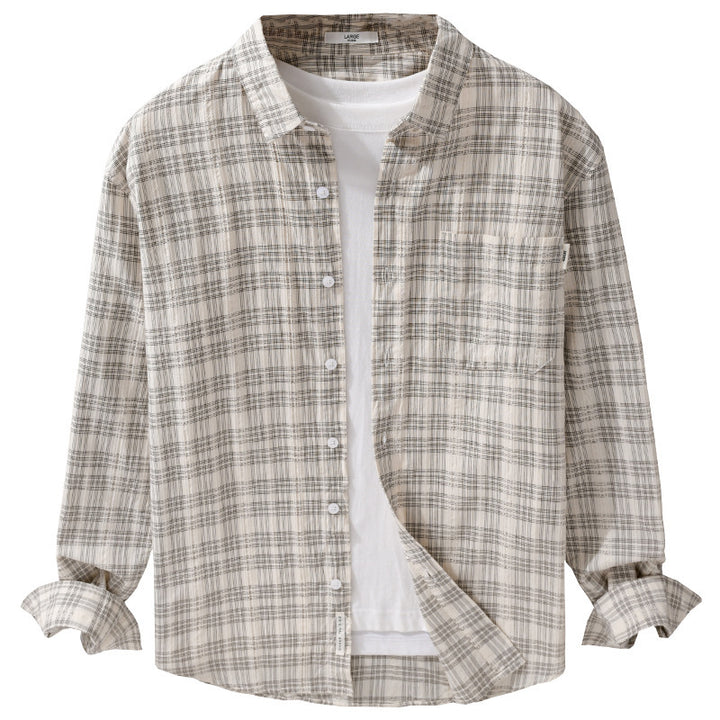 Herren Karierter Baumwoll-Overshirt im Relaxed-Fit mit Brusttasche und Soft‑Touch Echoarchiv