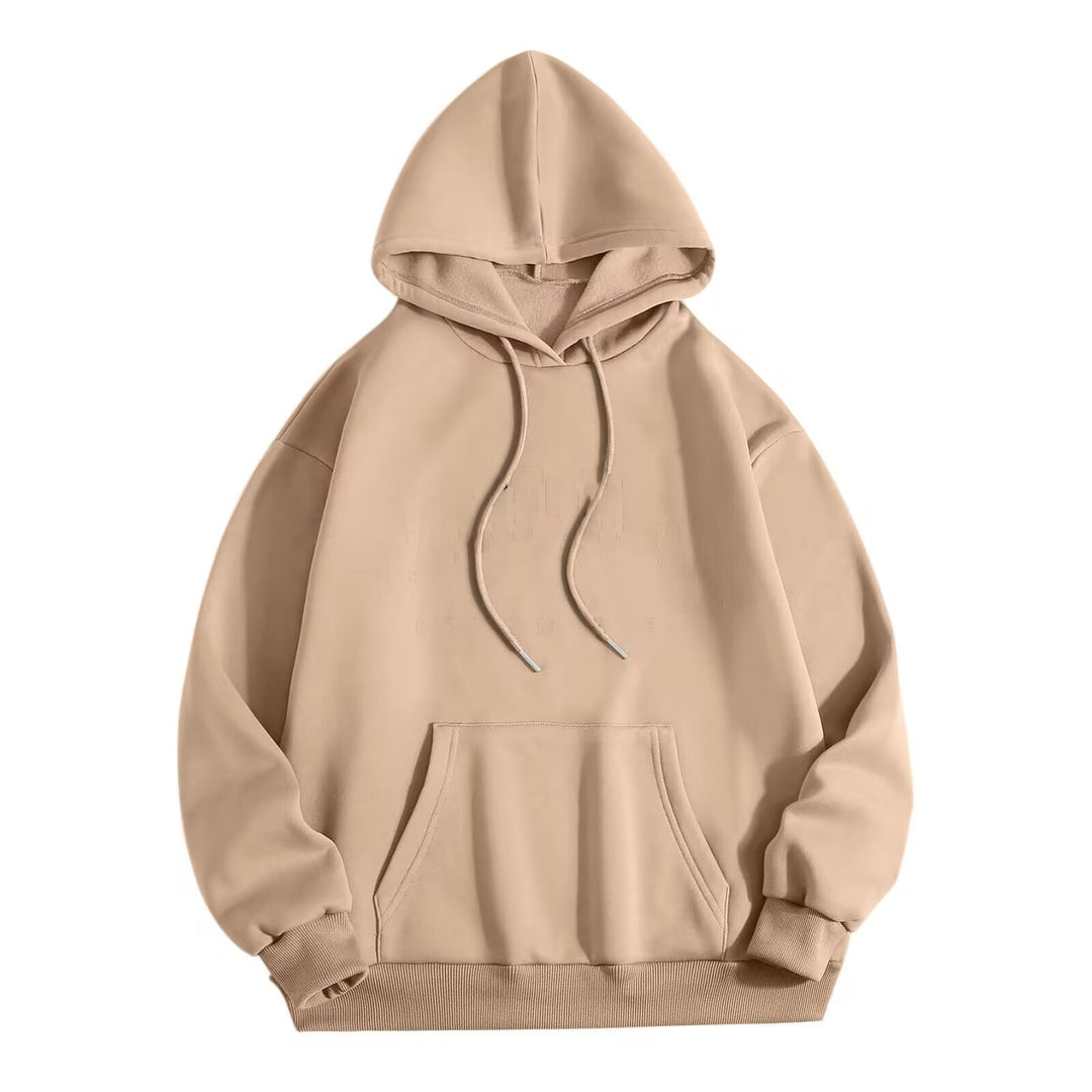 Unisex minimalistischer Kapuzenpullover mit verlängertem Rücken und Kängurutasche Echo Archiv