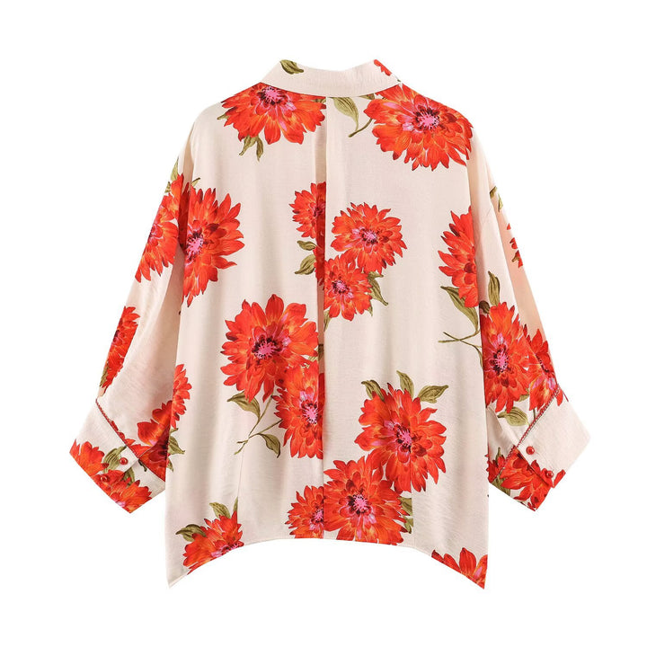 Damen Oversize Viskosebluse mit Blumenprint und Kimonoärmeln Echo Archiv