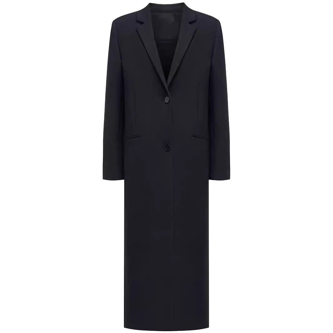 Damen lang geschnittener einreihiger Oversize-Mantel mit schmalem Revers Echoarchiv