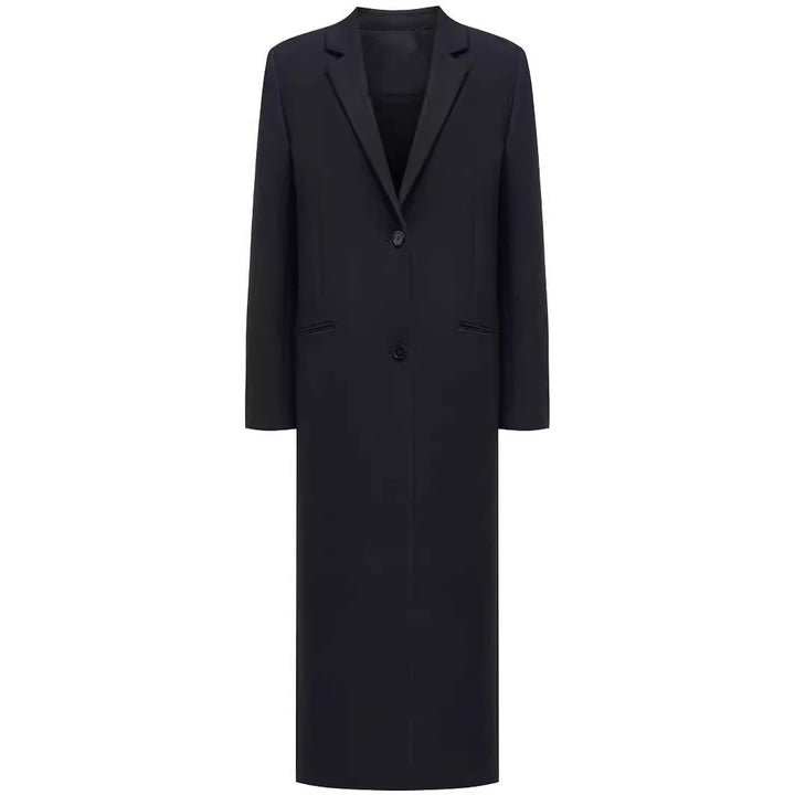 Damen lang geschnittener einreihiger Oversize-Mantel mit schmalem Revers Echoarchiv