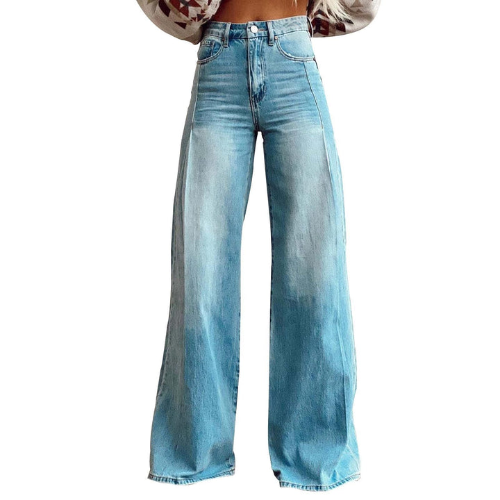 Damen nan hochgeschnittene Schlagjeans mit extra weitem Bein, figurstreckender Passform und dezenter Vintage-Waschung Echo Archiv