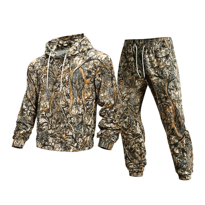 Herren Camouflage-Lounge-Set aus weichem Baumwollmix mit Kapuzenpullover & konischer Jogginghose Echoarchiv